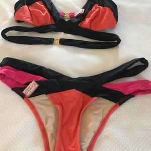 Agent Provocateur Fairly New Two Piece Black Red Pink SwimSuite